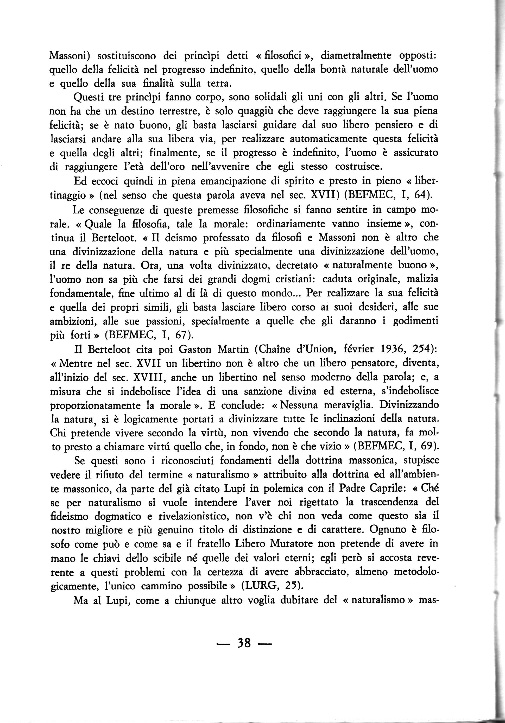 L’essenza della Massoneria: il naturalismo (F. Giantulli S.J.)
